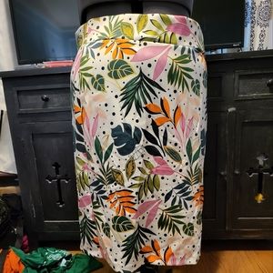 Tropical print pencil skirt